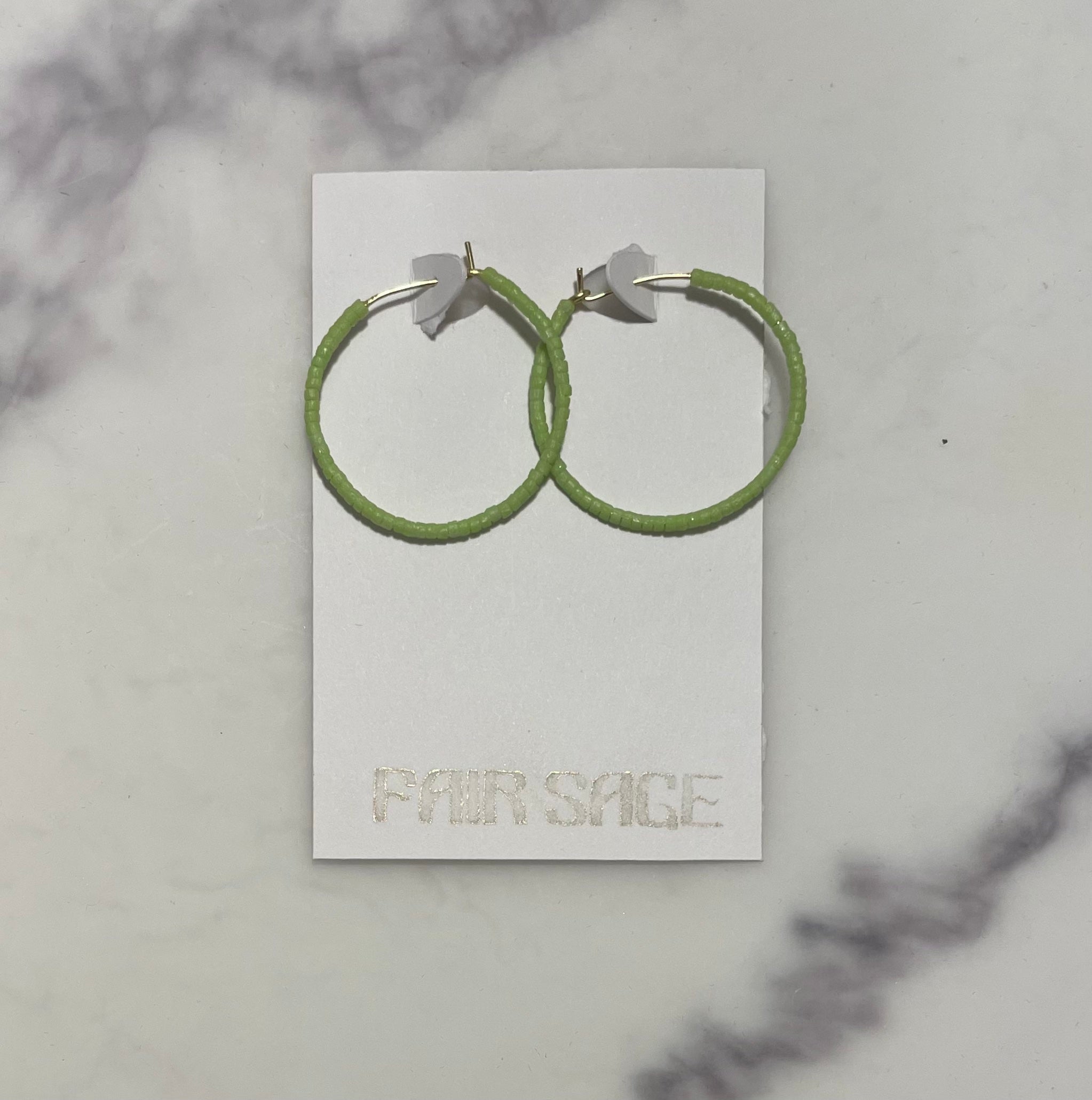 Up-Cycled Chartreuse Hoop Earrings