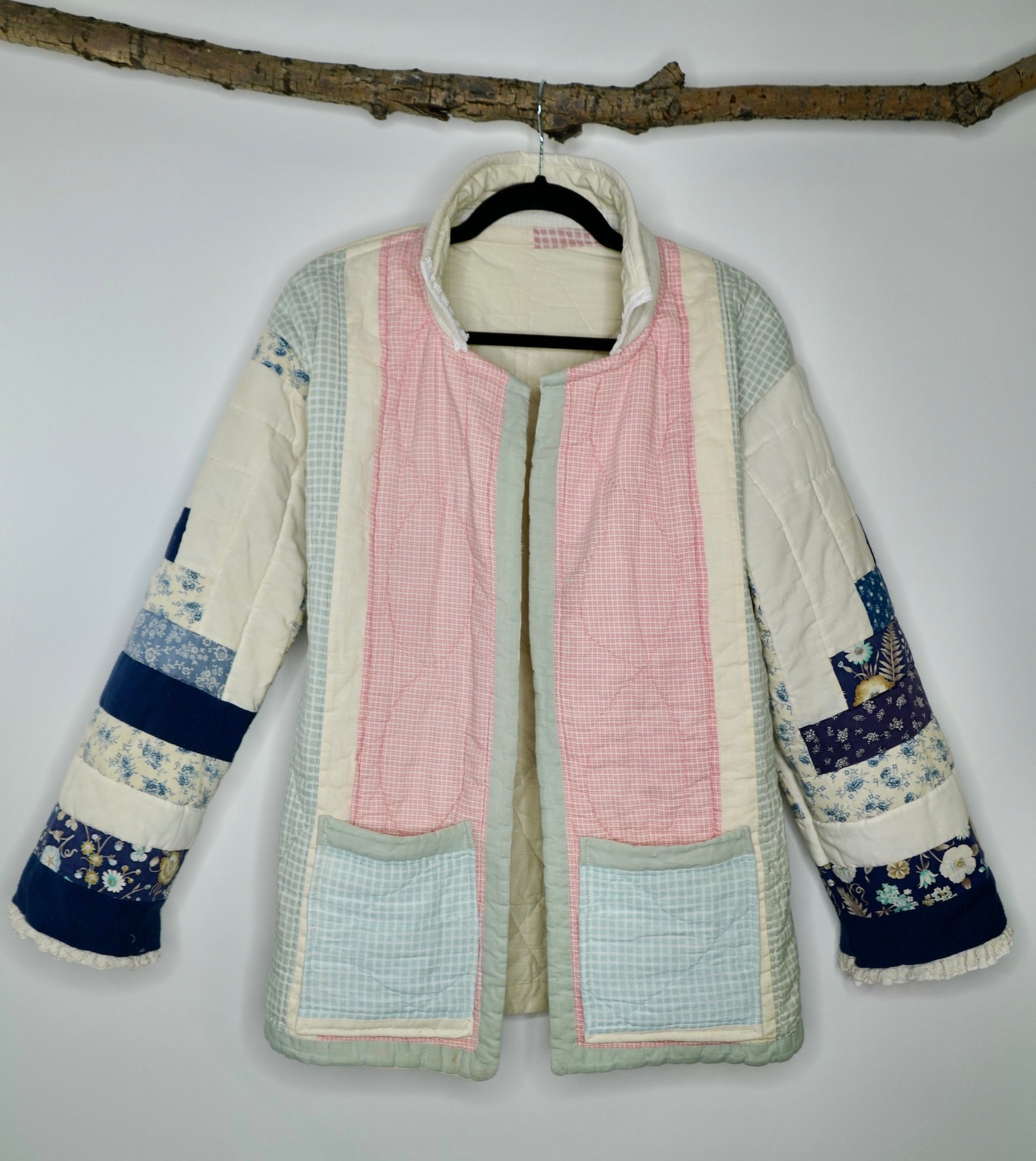 Cream + Blush with Floral Sleeve Jacket