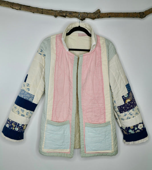 Cream + Blush with Floral Sleeve Jacket