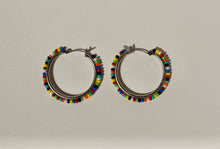 Load image into Gallery viewer, Rainbow Beaded Hoops
