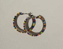 Load image into Gallery viewer, Rainbow Beaded Hoops
