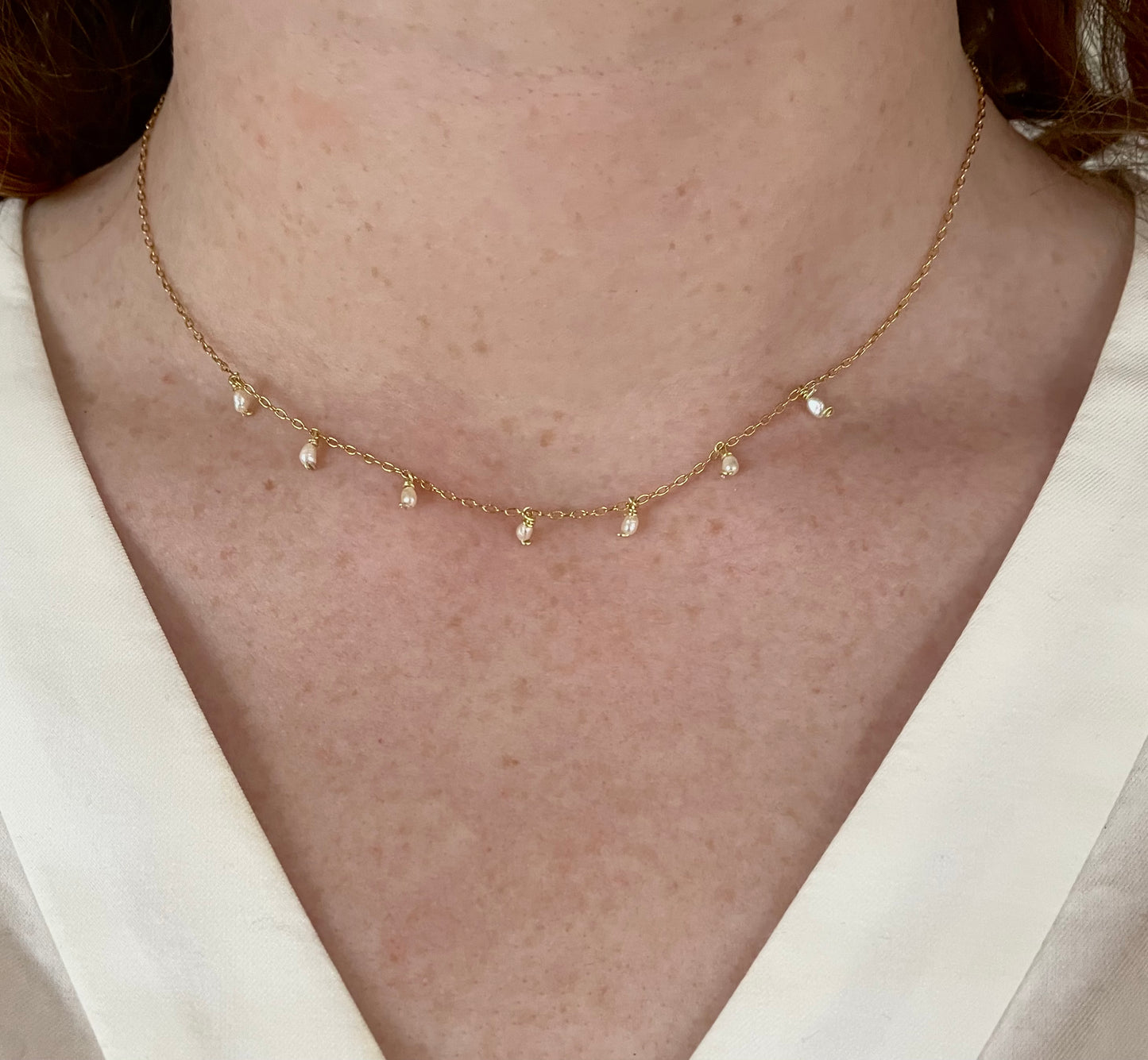 Pearl Droplet Choker Necklace