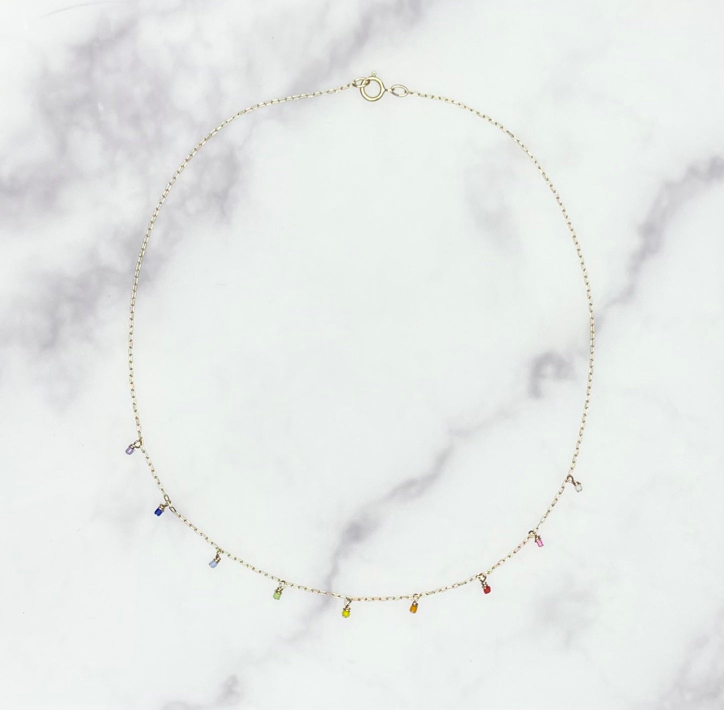 Rainbow Droplet Choker Necklace